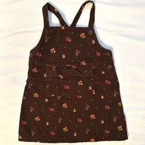 Vtg Gymboree 1999 Rainbow Tag Autumn Berries Corduroy Floral Overall Dress 3-4T